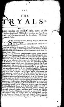 Pamphlet from the trial of Sir George Wakeman